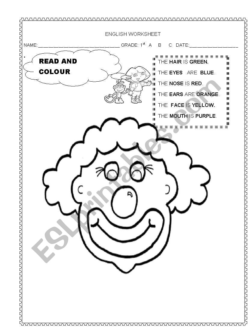 A clowns face worksheet