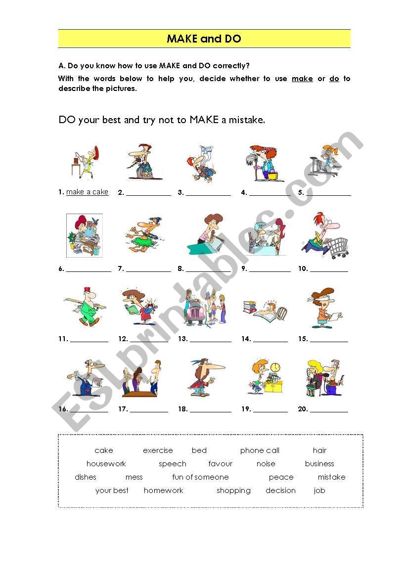 Make / Do worksheet