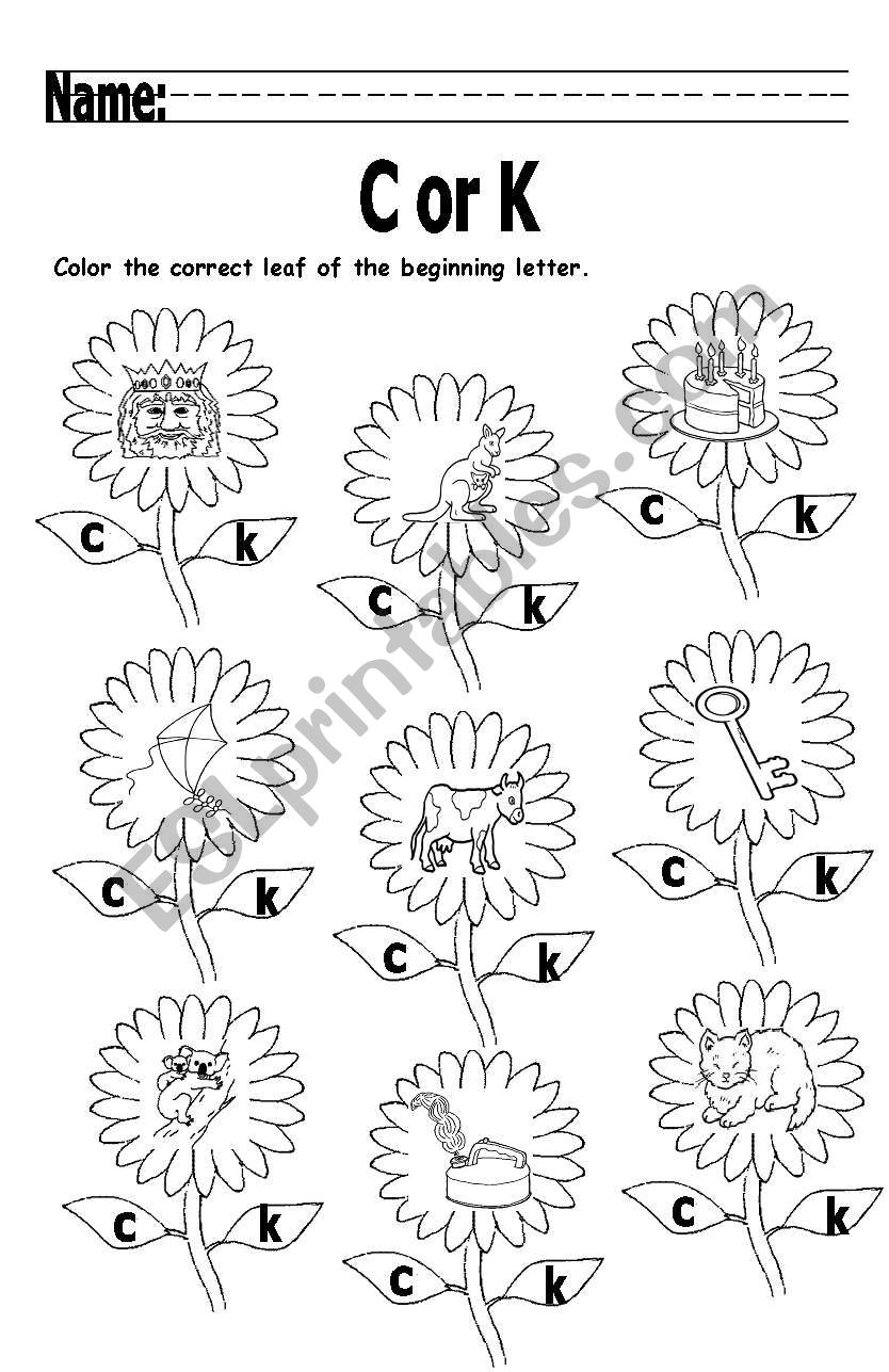 Whats the beginning letter? worksheet