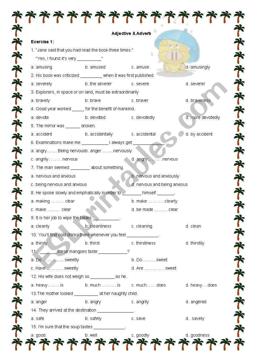 Adjective or Adverb worksheet