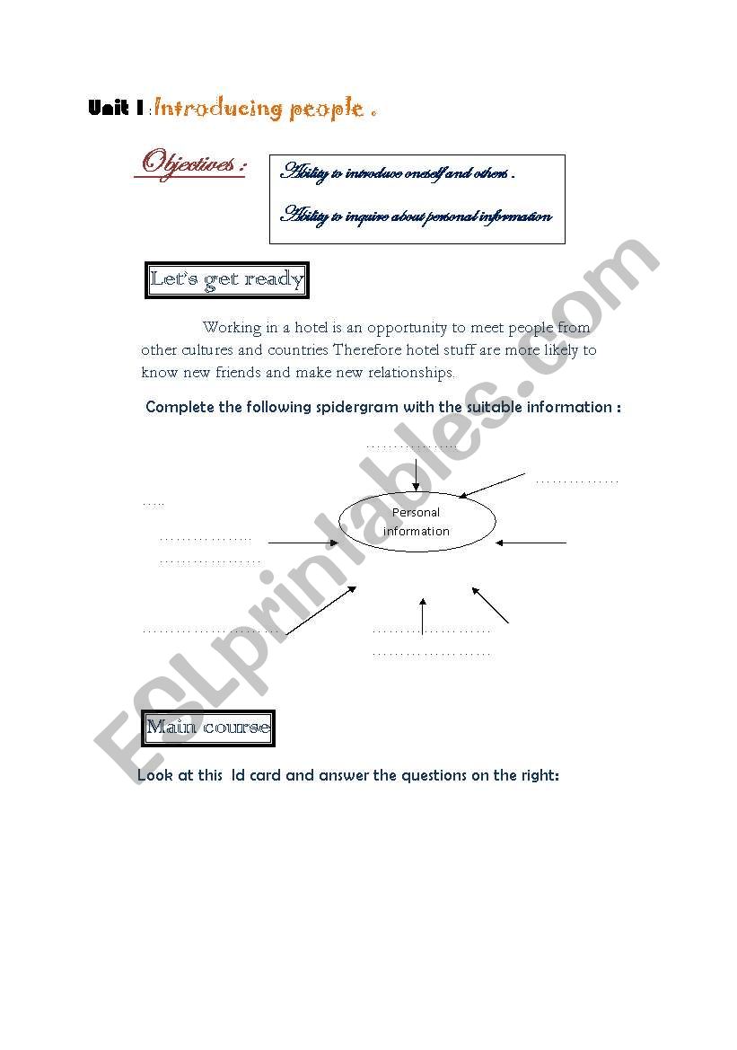 introducing people worksheet