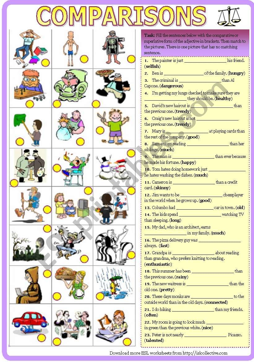 Comparisons Gap-fill with Key (Comparative/Superlative)