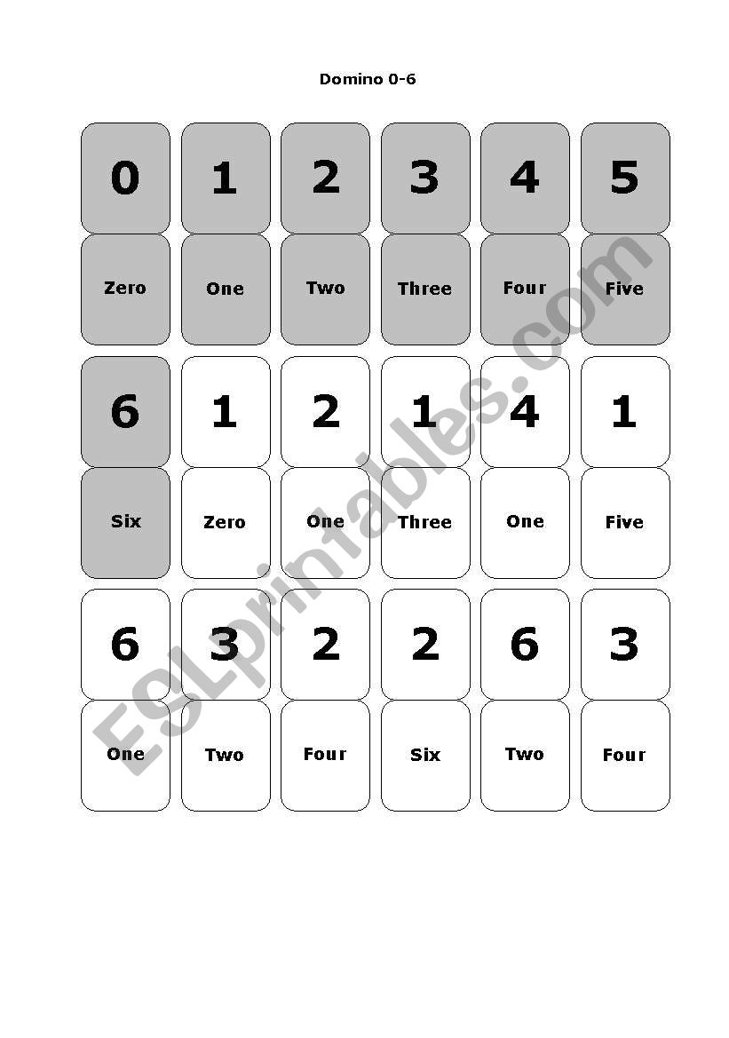 Domino 0-6 worksheet