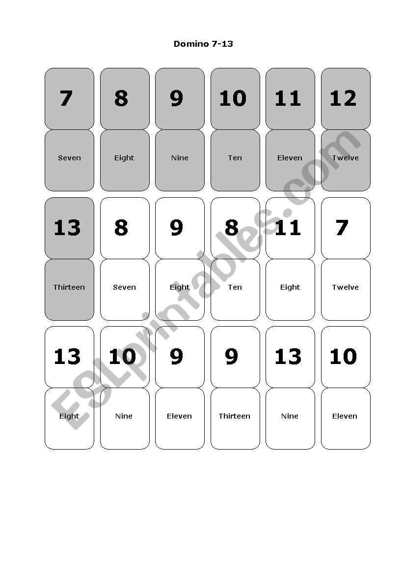Domino 7-13 worksheet