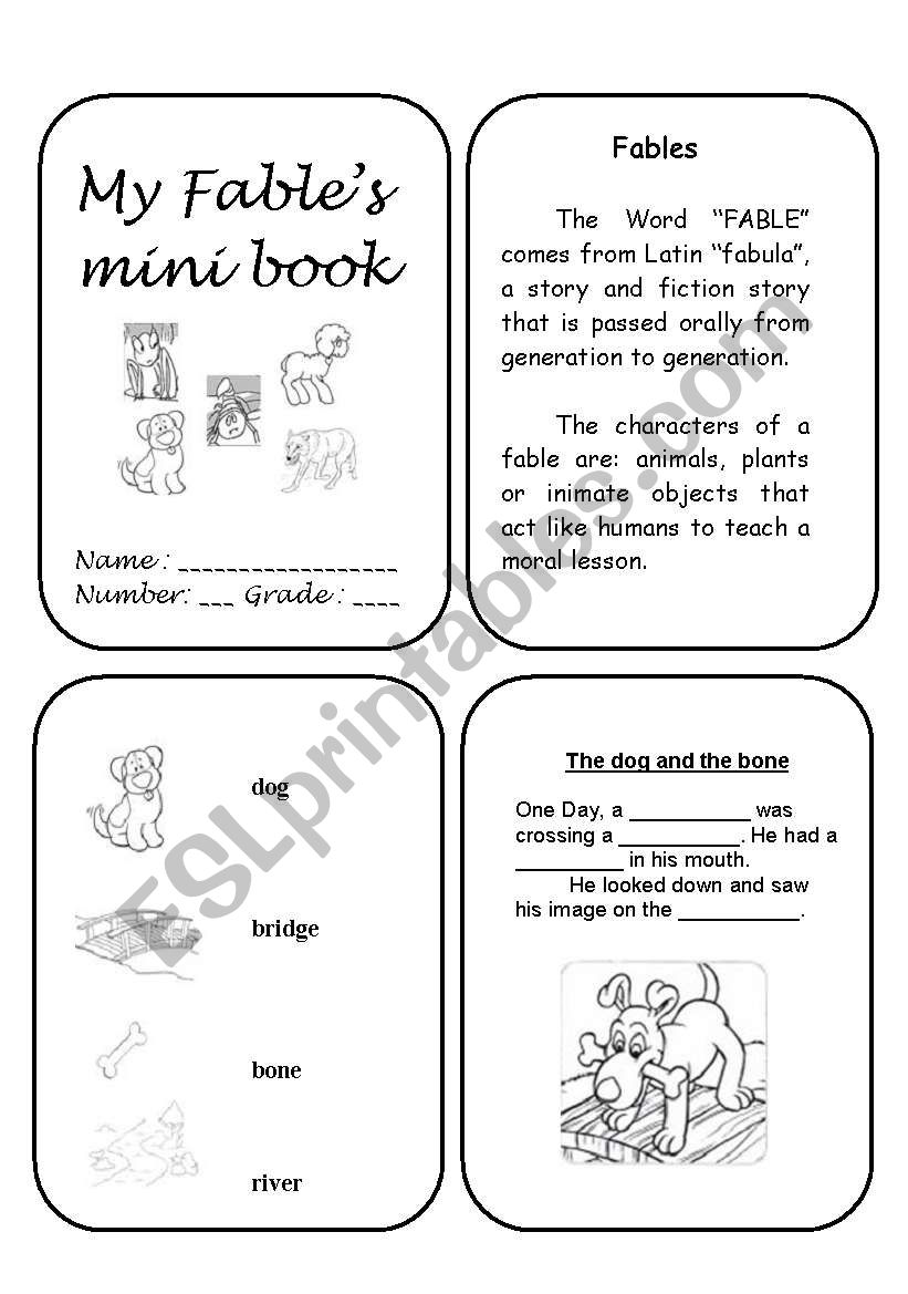 Mini book  Fables  5 pages with 4 mini pages - Editable