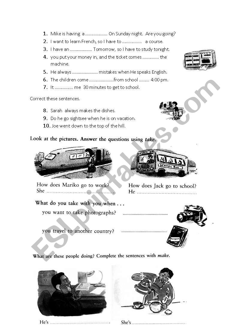 Vocabulary test worksheet