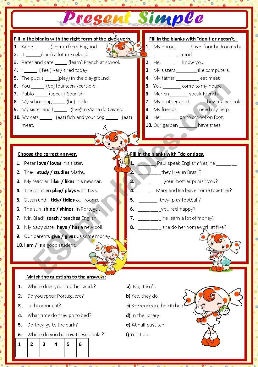 PRESENT SIMPLE - REVISION worksheet