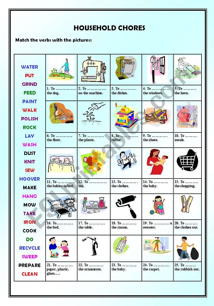 HOUSEHOLD CHORES worksheet