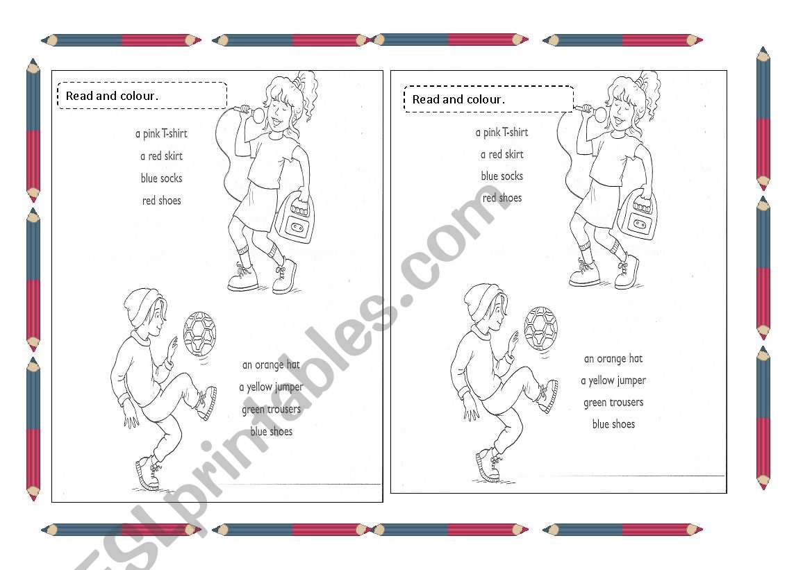 clothes and colours worksheet