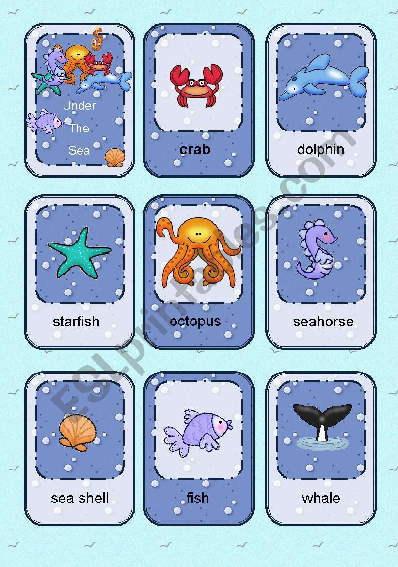 under the sea flashcards worksheet