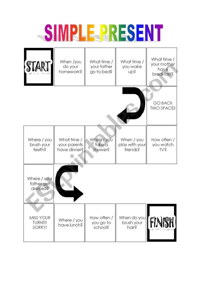 Board game - Simple present  worksheet