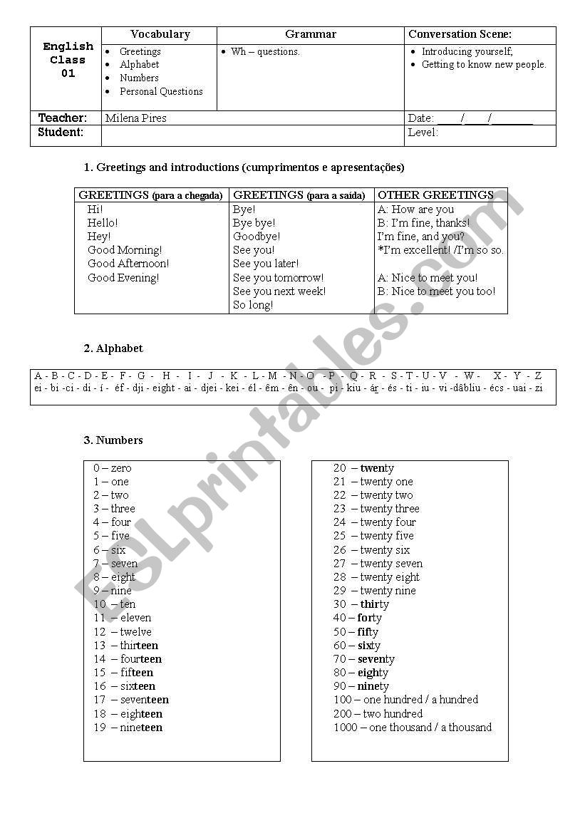 Meeting people - First Class -  Conversation worksheet