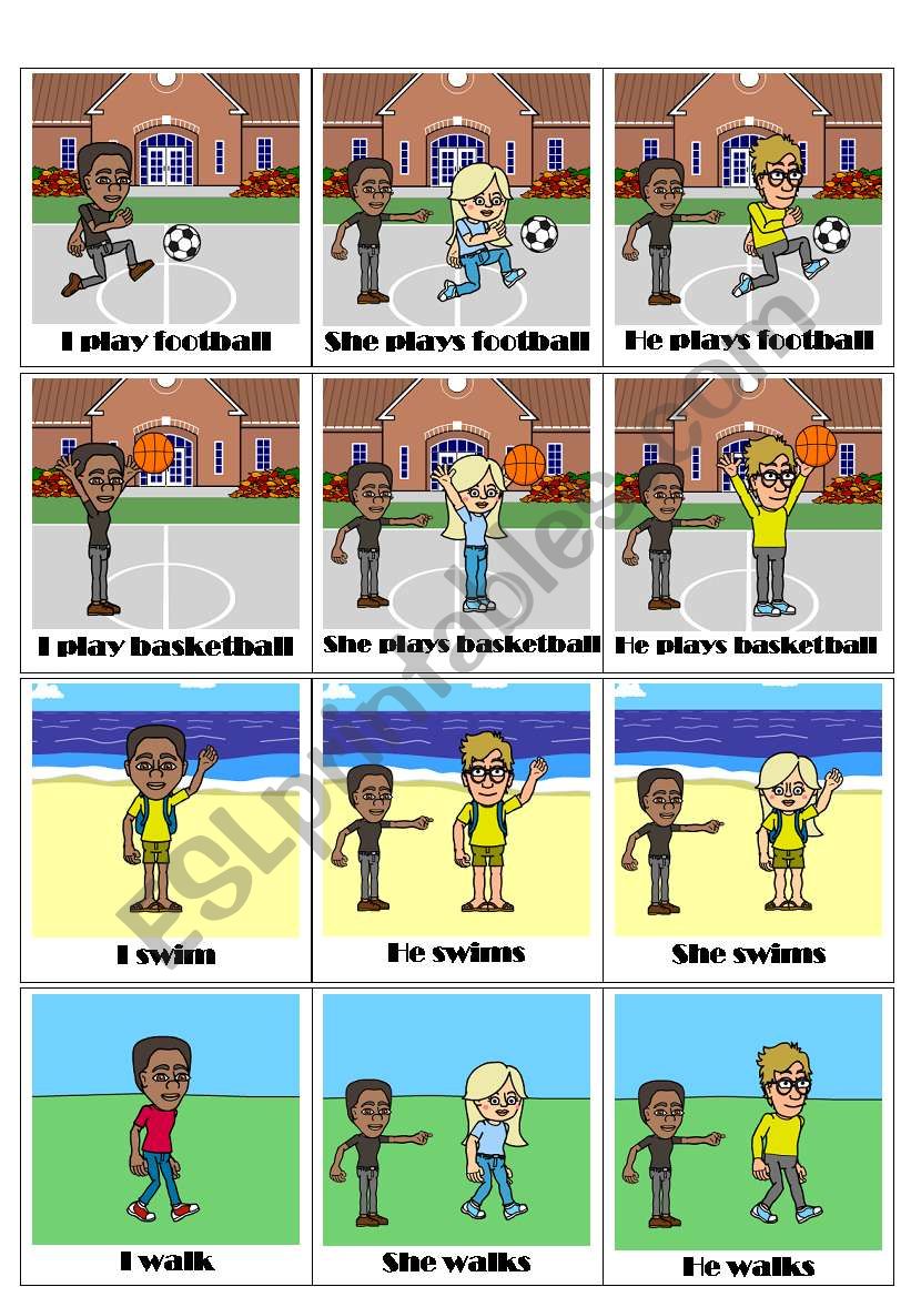 Actions flash cards worksheet