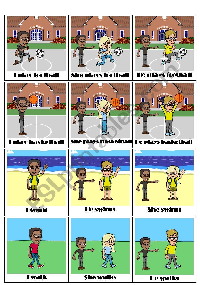 Actions flash cards worksheet
