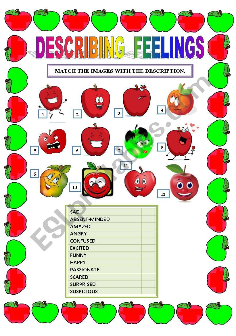 DESCRIBING FEELINGS worksheet