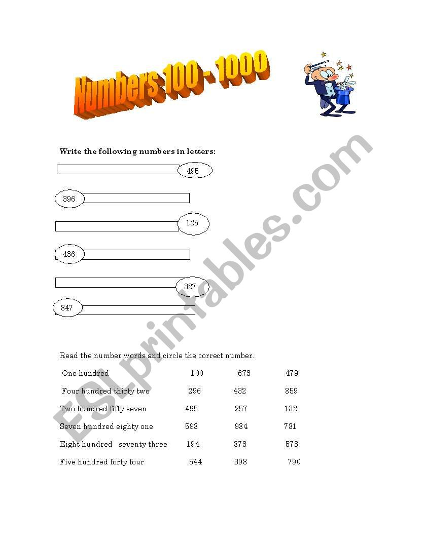 Numbers worksheet