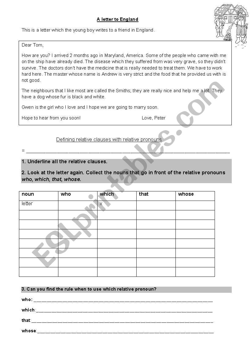 Defining relative clauses worksheet