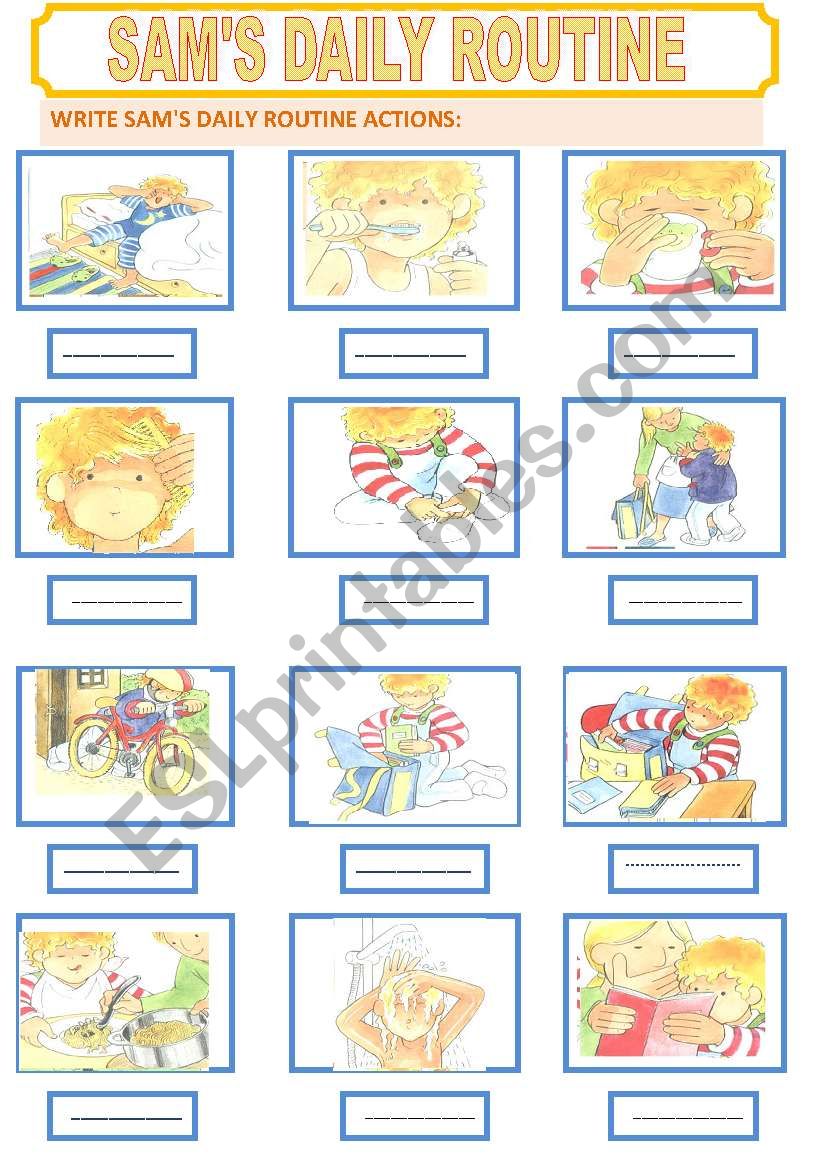 SAMÂ´S DAILY ROUTINE worksheet