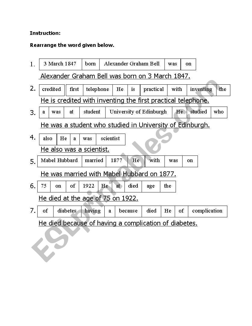 alexander graham bell worksheet