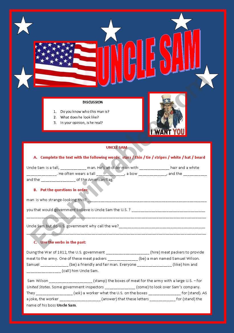 Uncle Sam worksheet