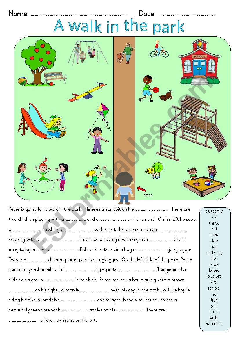 A walk in the park worksheet