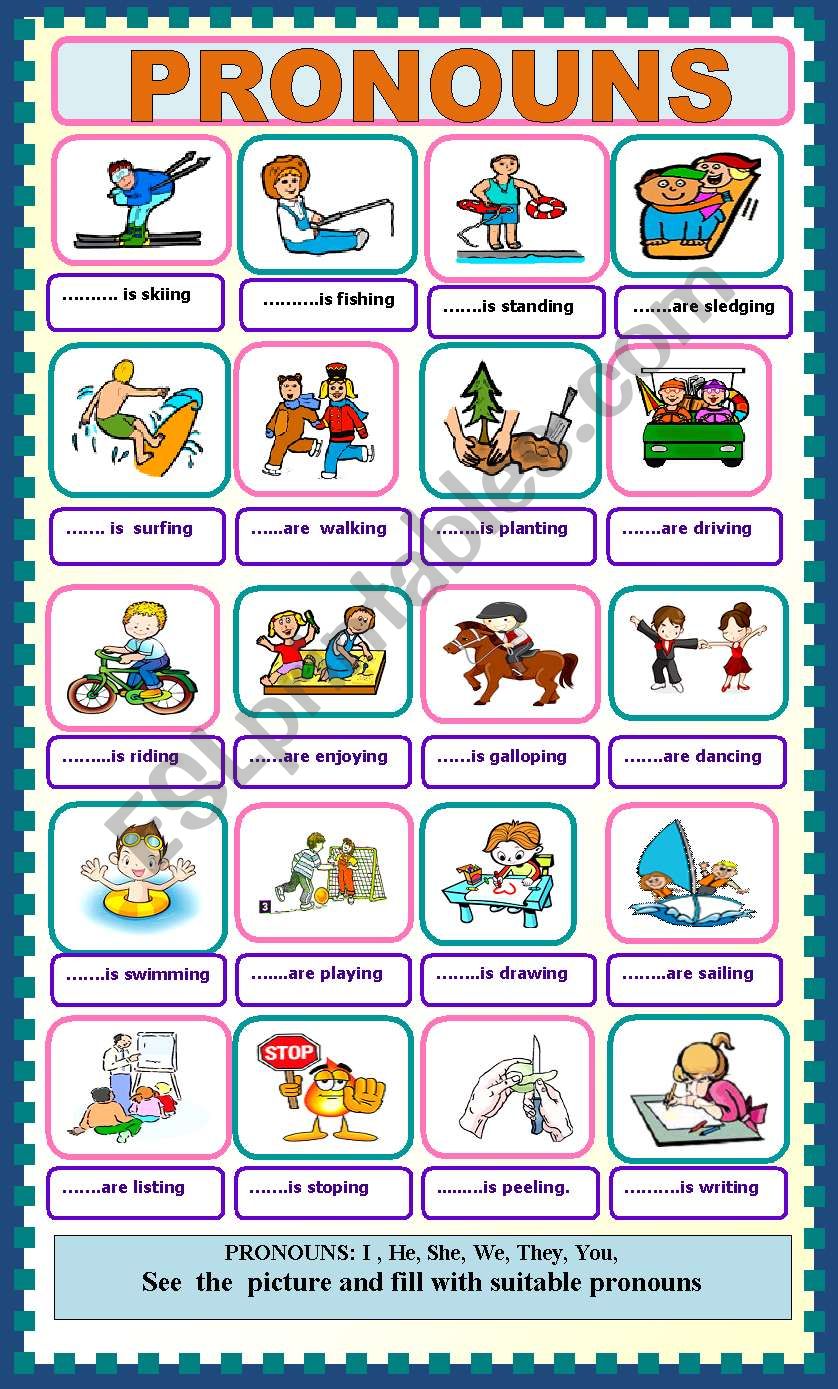 Pronouns And Verbs Worksheet Esl