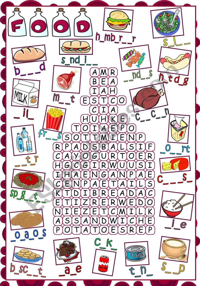 Food - WORDSEARCH *B&W included*