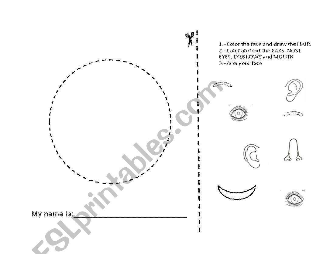 Arm you own face worksheet