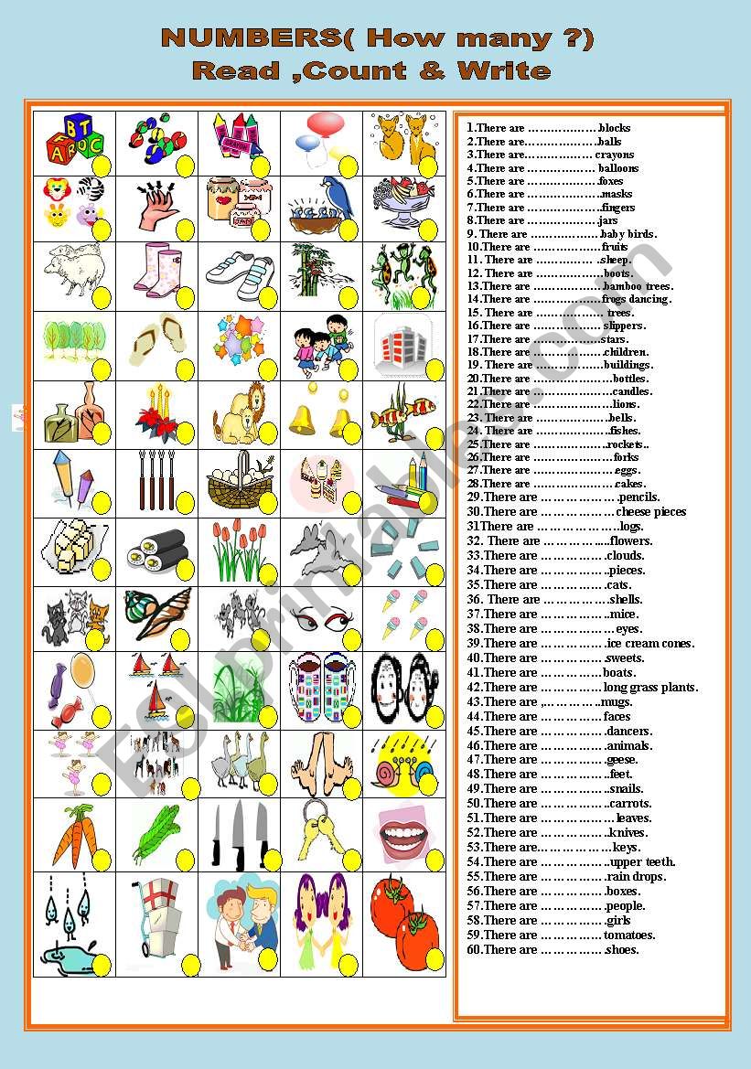 NUMBERS (How many ?) worksheet