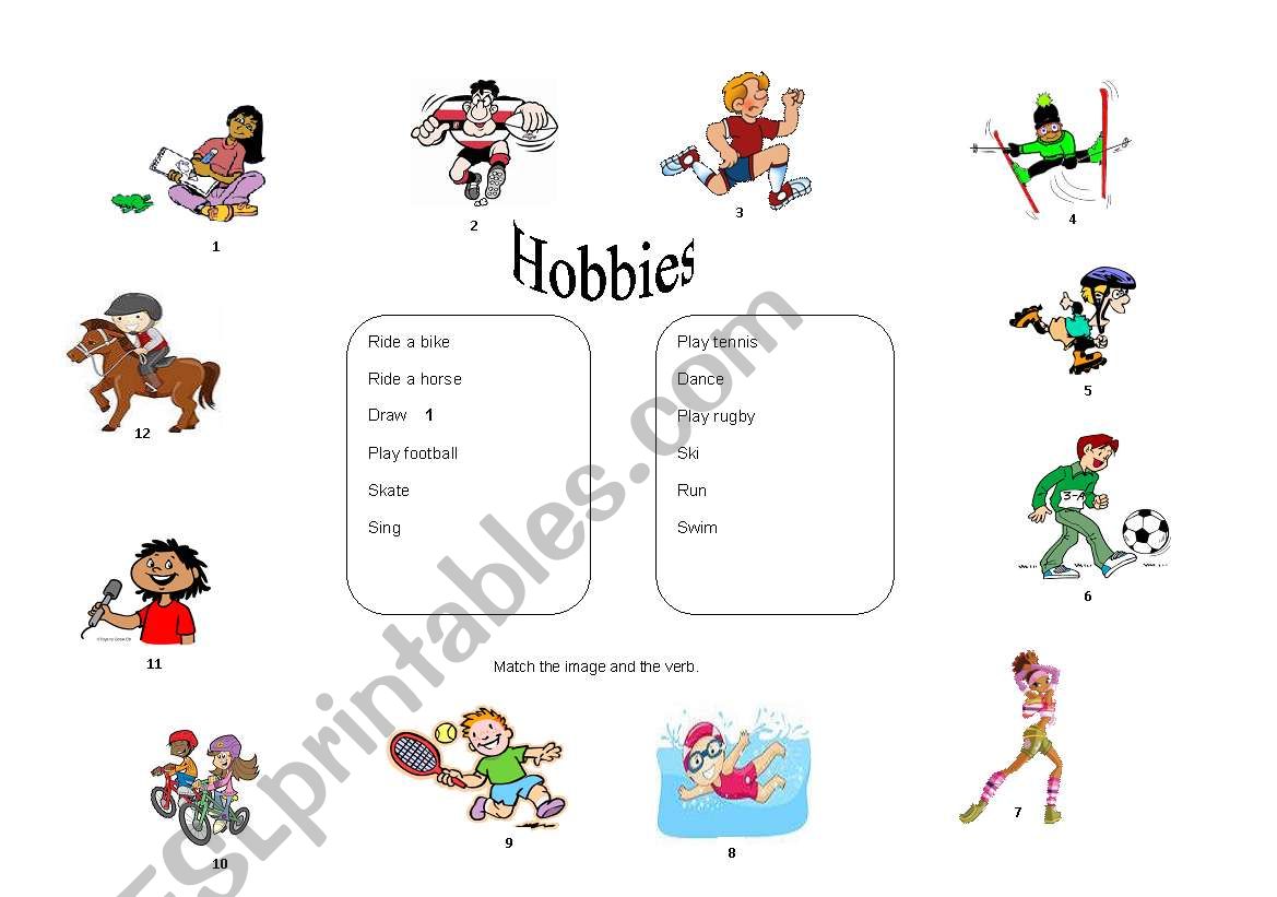 hobbies worksheet