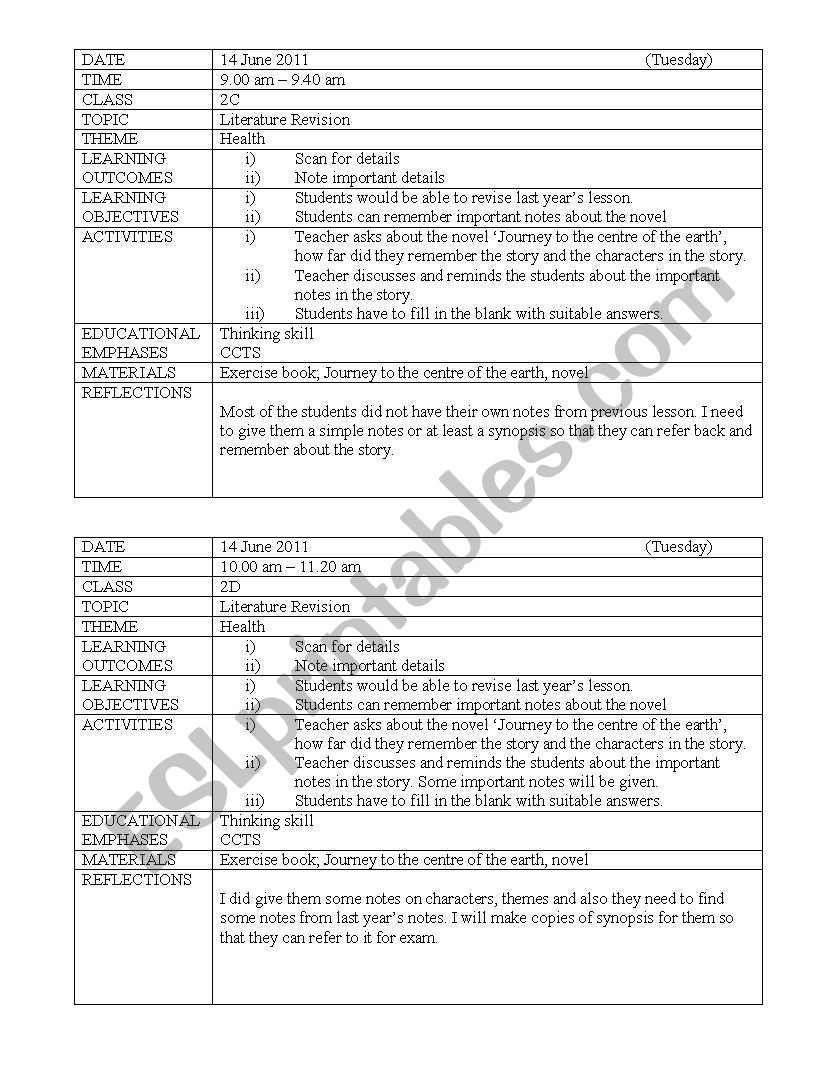 lesson plan worksheet