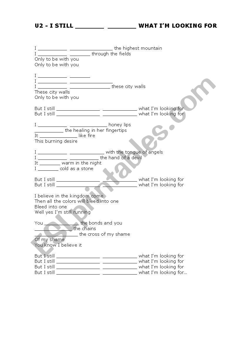 U2 song worksheet _Present Perfect