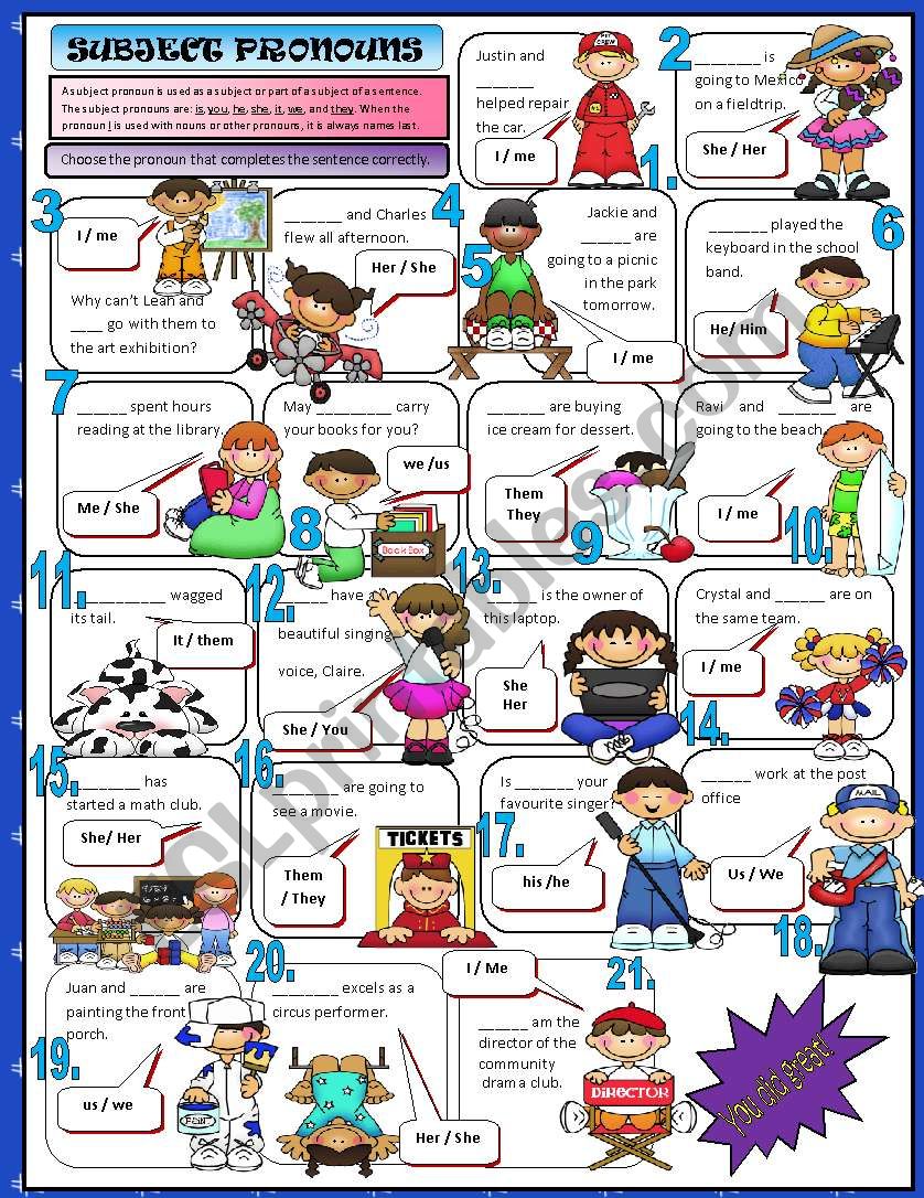 Subject Pronouns worksheet