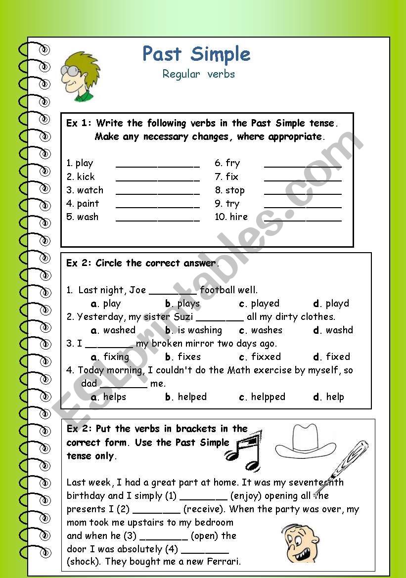 past simple regular verbs esl worksheet by sharbel18