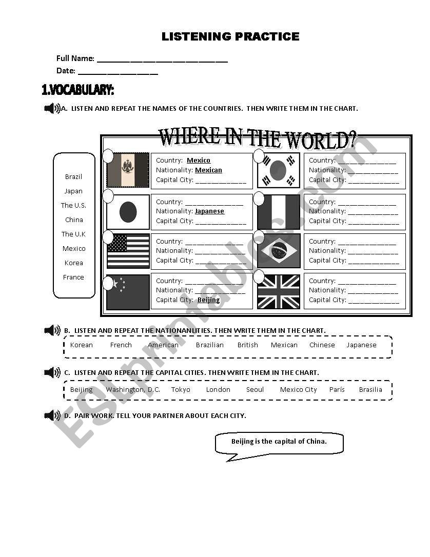 LISTENING PRACTICE worksheet