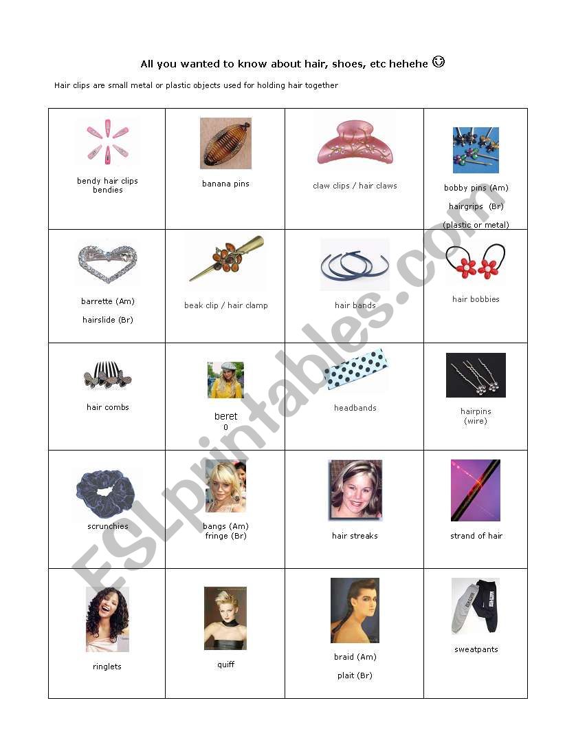 clothes and acessories worksheet