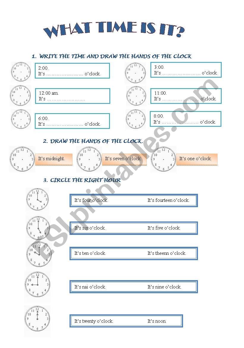 what time is it? worksheet