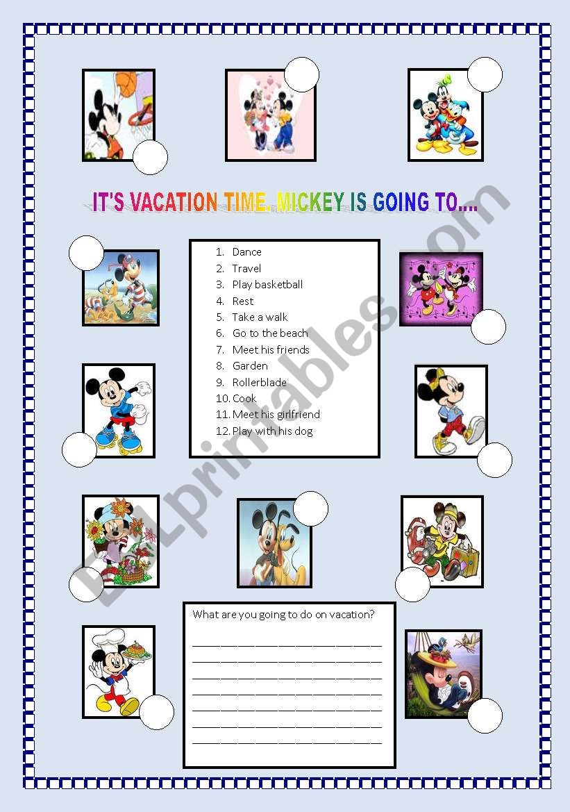 MickeyÂ´s vacation worksheet