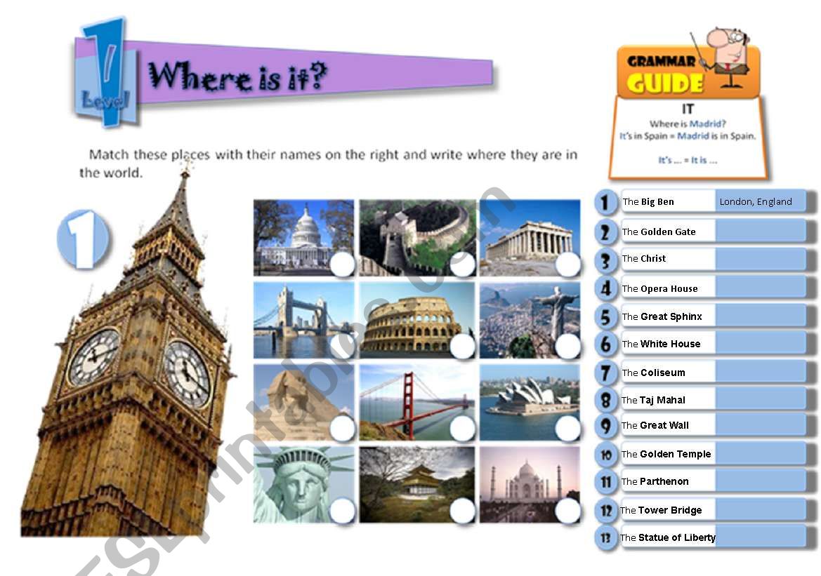 Where is it? worksheet