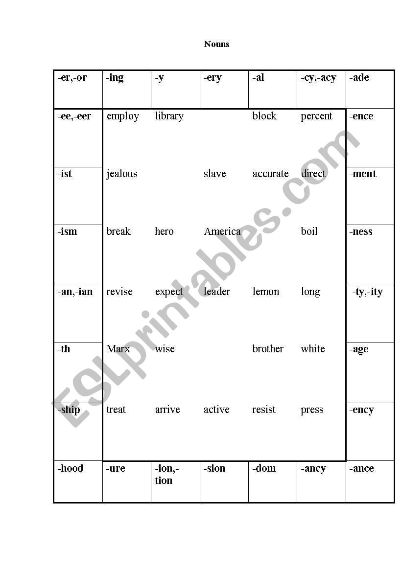 word formation worksheet