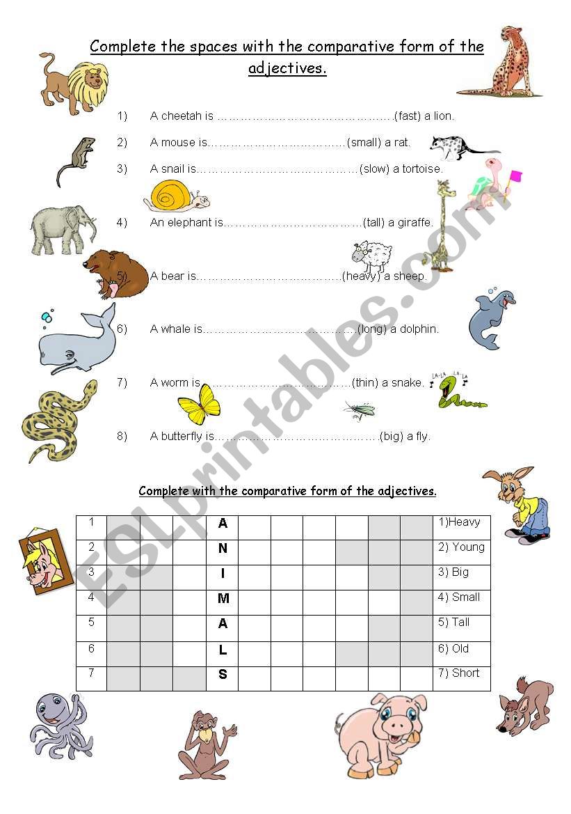 Comparative adjectives with animals