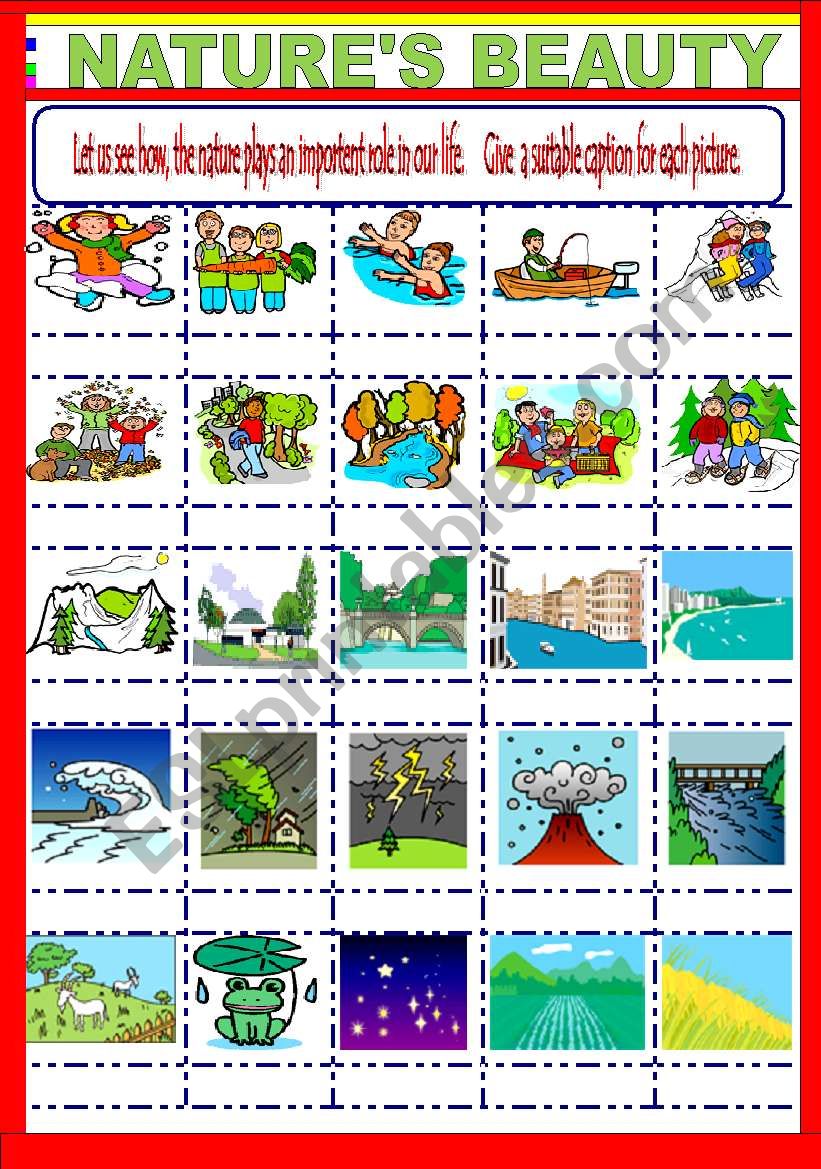 NatureÂ´s beauty worksheet