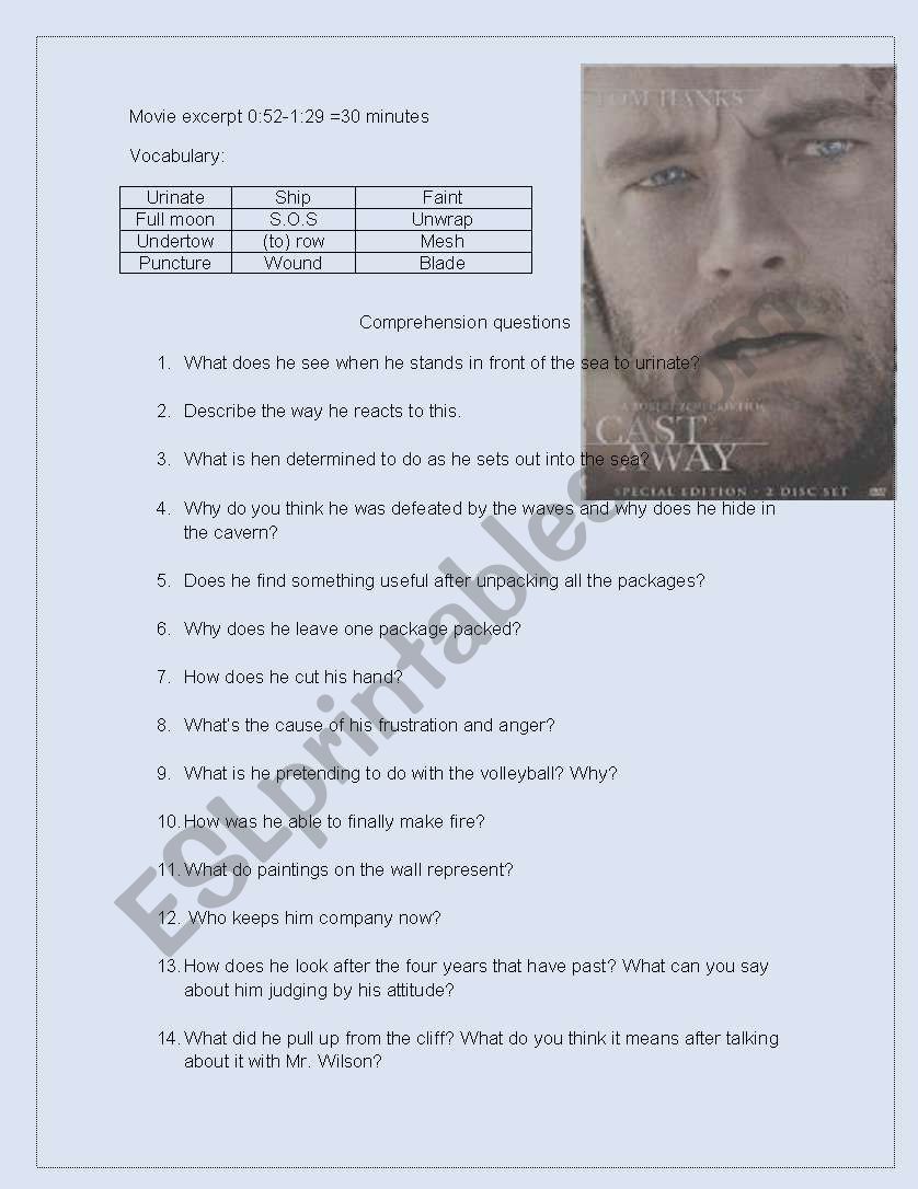 Cast Away worksheet