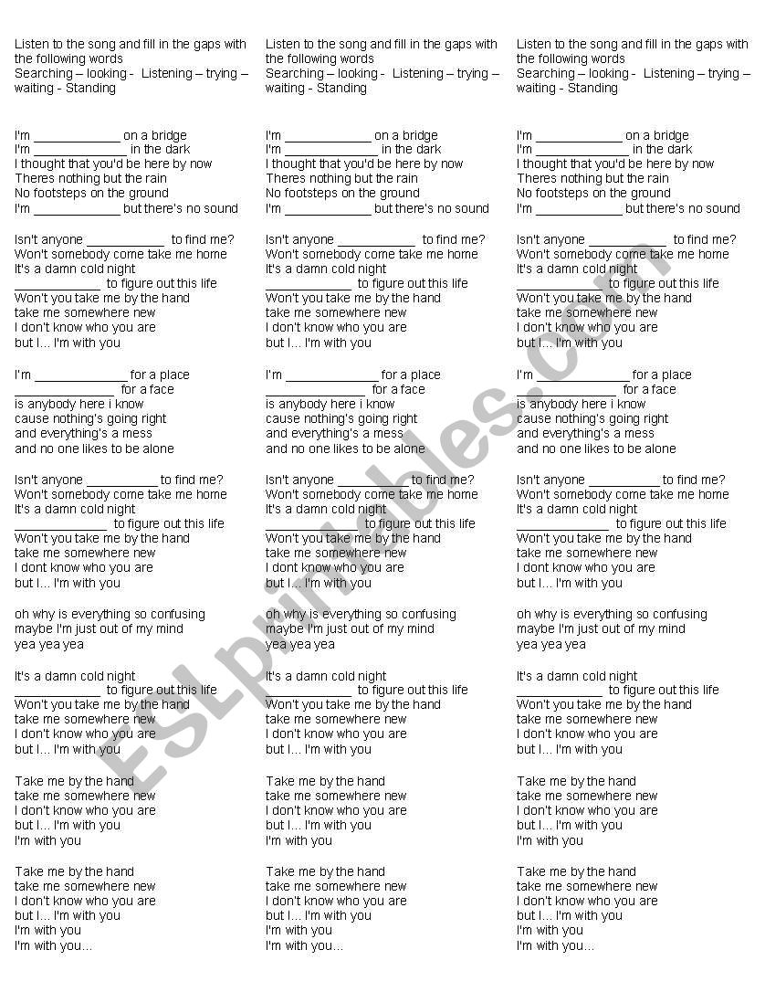 Im yours by Jason Mraz worksheet