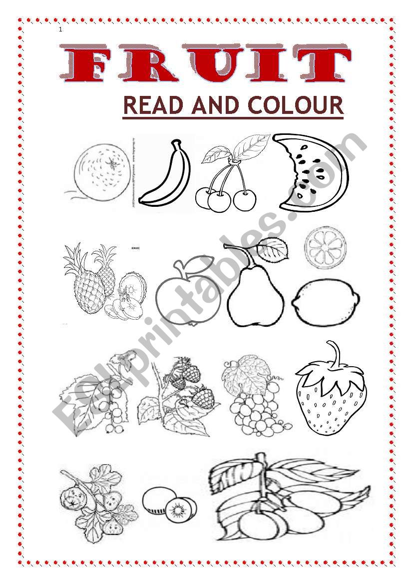 FRUIT.READ AND COLOUR.#2 worksheet