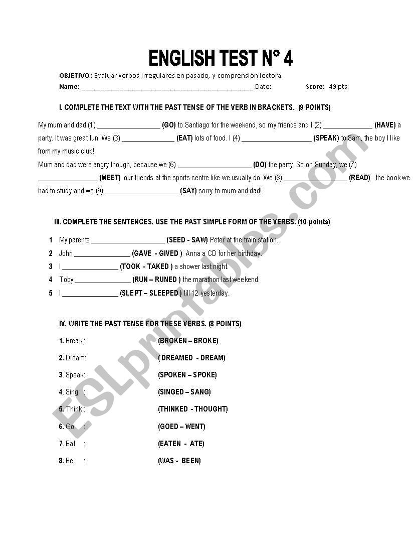 English Test  worksheet