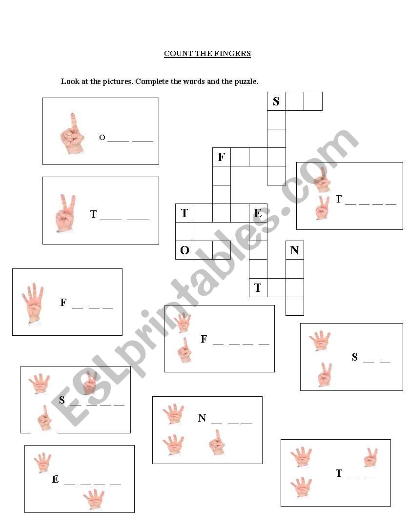 Count the fingers worksheet