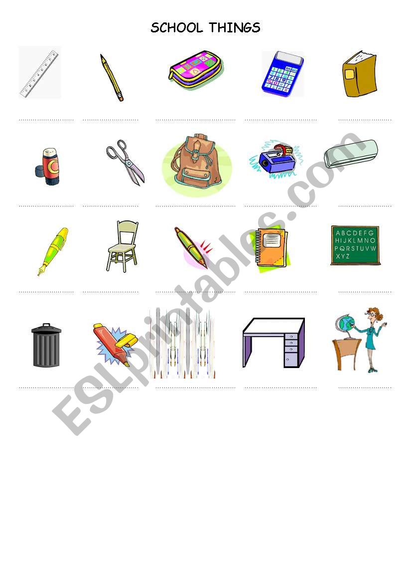 School things worksheet