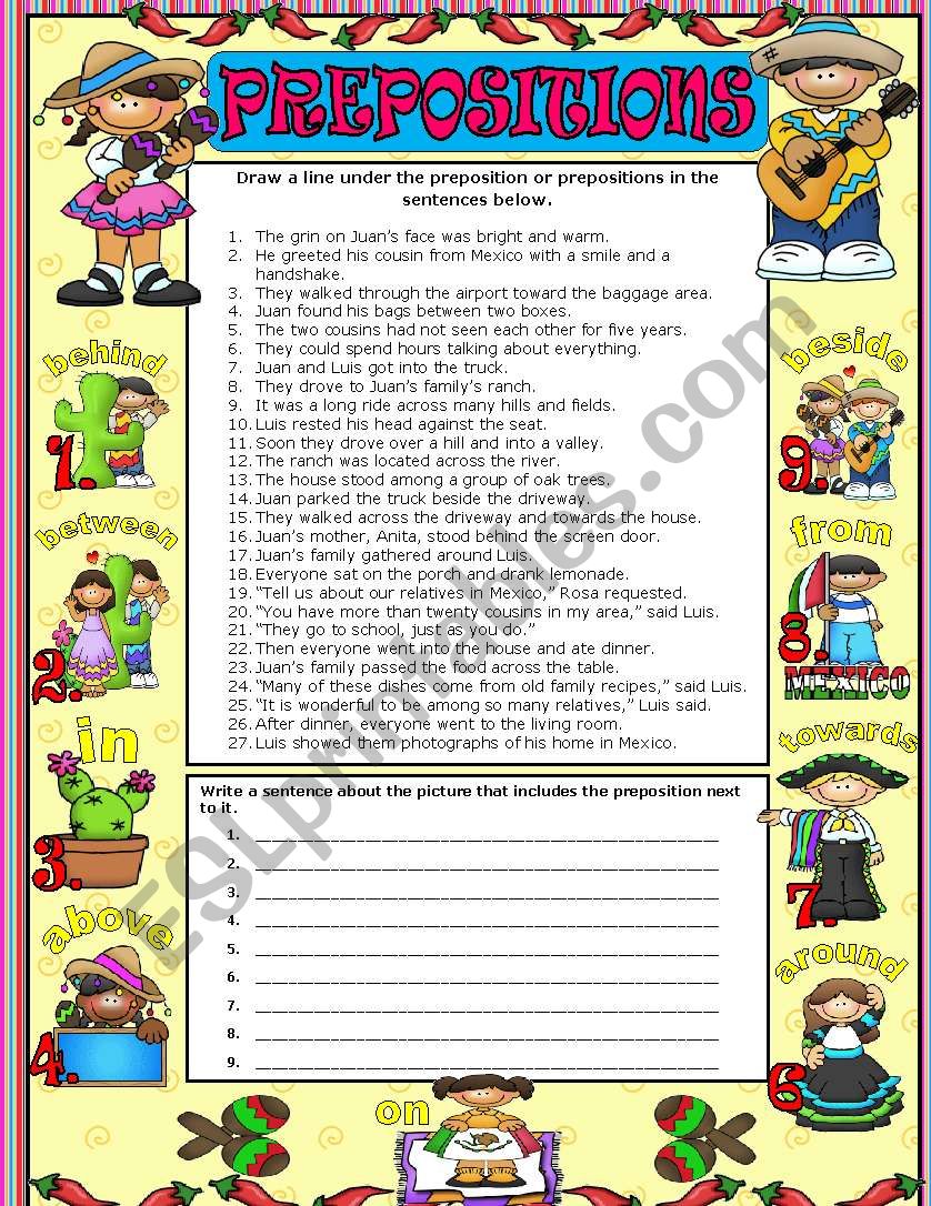 Prepositions worksheet