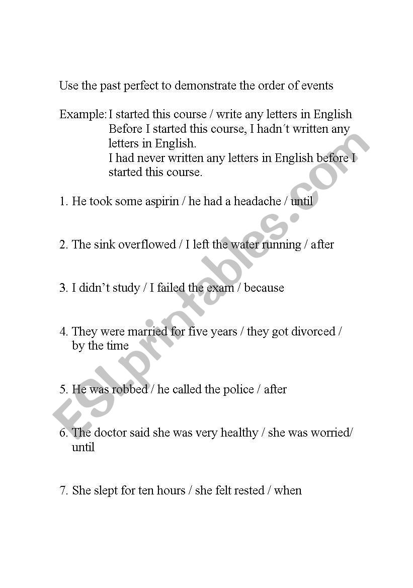 Past Perfect Practice worksheet